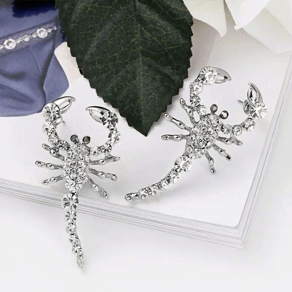 Scorpion Diamond Stud Earrings - Picture 6 of 8